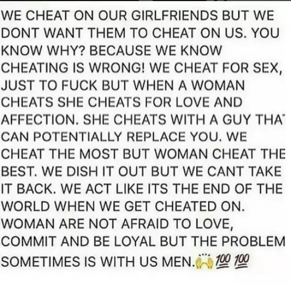 Men cheat for sex, but women cheat for love - Chris Brown